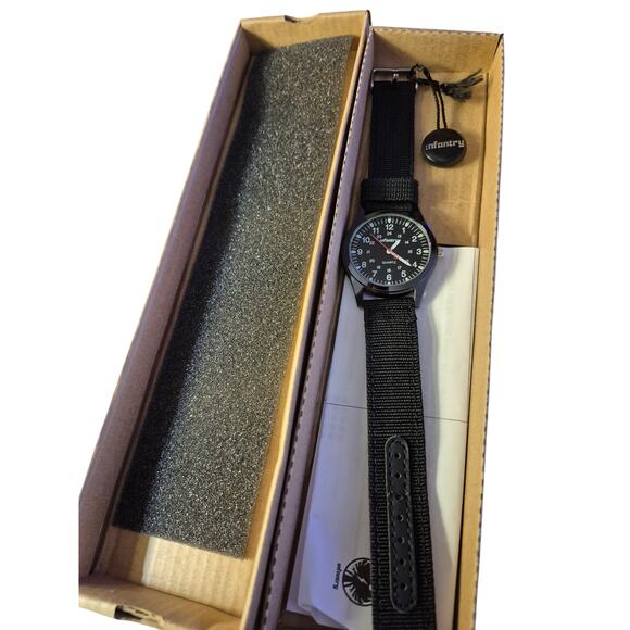 Infantry Mens Watch Quartz New Battery 24-hour dial Box with paperwork Sharp - Picture 3 of 9